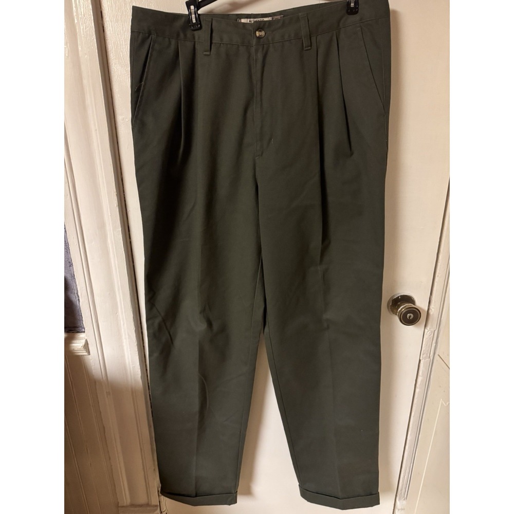 Y2K Authentic‎ Laundered Khakis Men's Olive Green Slacks SZ 36/34 Made 1990/2000